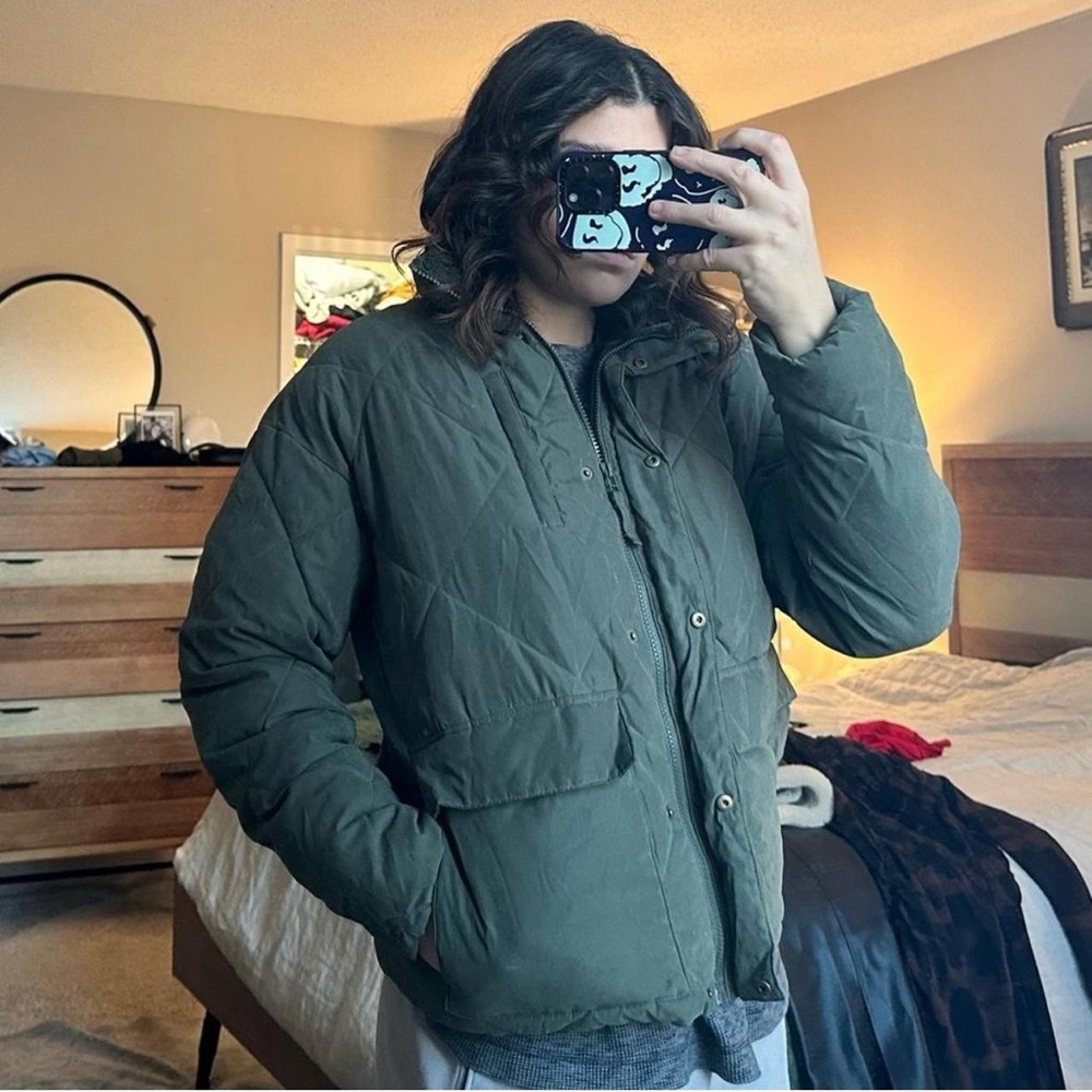 Olive green Puffer Coat down jacket